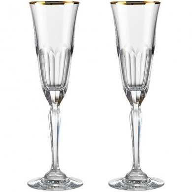 Набір із 2 келихів для шампанського 160 мл Rogaska Aulide Gold фото