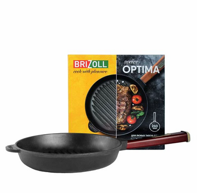 Сковорідка-гриль Brizoll Optima Bordo 26 см чавунна фото