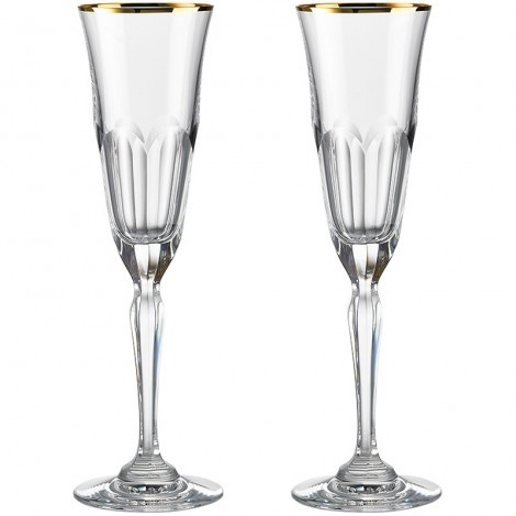 Набор из 2 бокалов для шампанского 160 мл Rogaska Aulide Gold фото