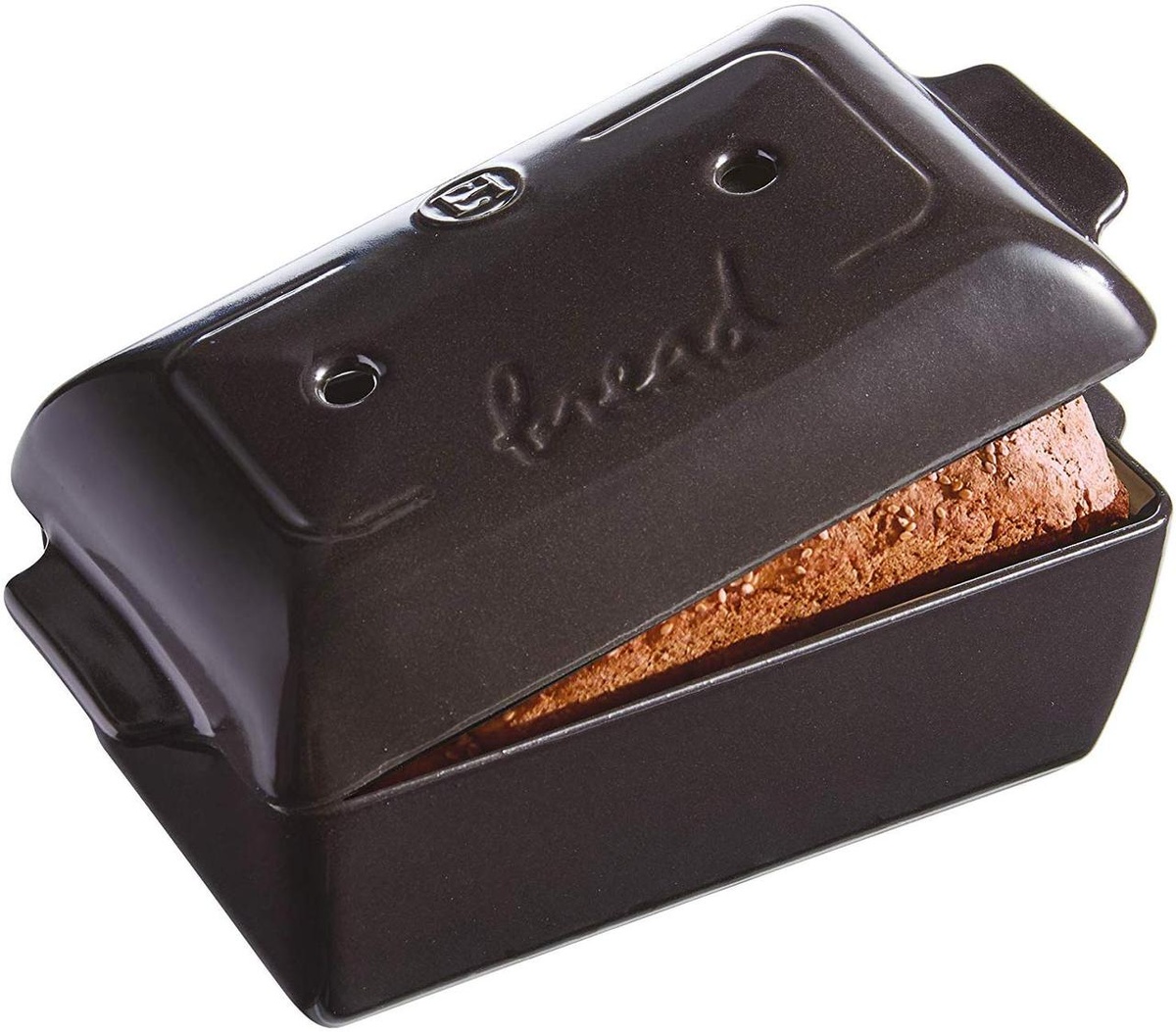 Форма для хлеба Emile Henry 28x15x12 см керамическая черная с крышкой фото
