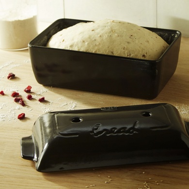 Форма для хліба Emile Henry 28x15x12 см керамічна чорна з кришкою фото