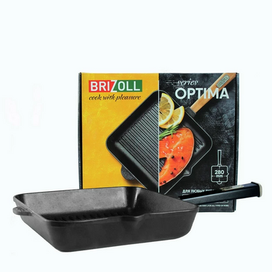 Сковорідка-гриль Brizoll Optima Black 28х28 см чавунна фото