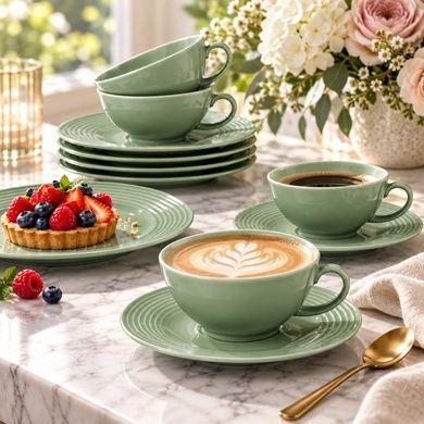 Столовий сервіз Seltmann Beat Color Glaze 18 предметів 6 персон зелений фото