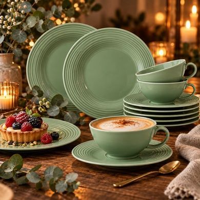 Столовий сервіз Seltmann Beat Color Glaze 18 предметів 6 персон зелений фото