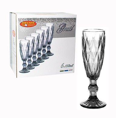 Набор бокалов для шампанского Helios "Кристалл" 6 шт. 150 мл, цветное стекло фото