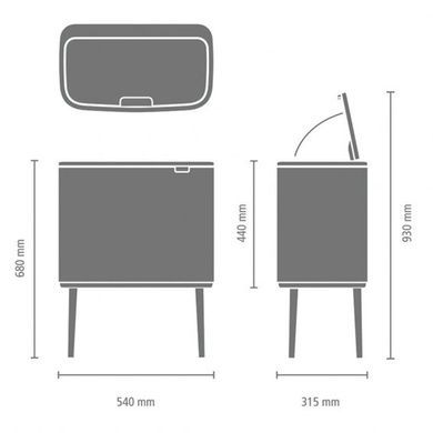 Бак для мусора Brabantia Pedal Bin 11+23 л бежевый фото