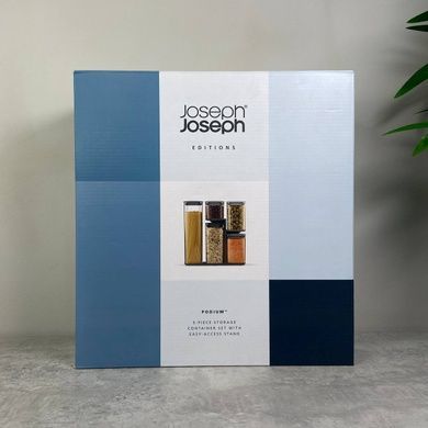 Набор из 5 емкостей для хранения Joseph Joseph Podium с подставкой голубой фото