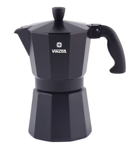 Гейзерная кофеварка 120 мл Vinzer Moka Nero на 3 чашки фото