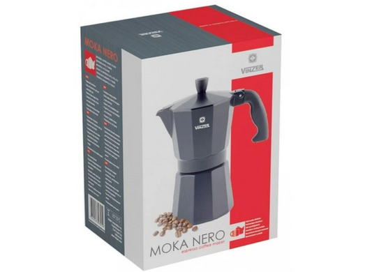 Гейзерная кофеварка 240 мл Vinzer Moka Nero на 6 чашек фото