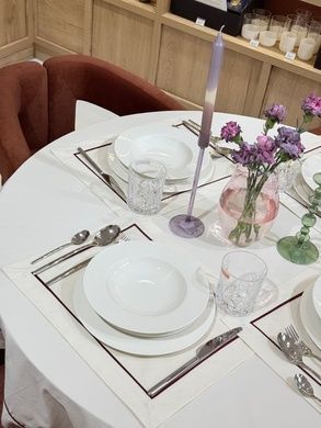 Набір із 2 сервірувальних серветок Le Gourmet 43x34 см молочні з каймою фото