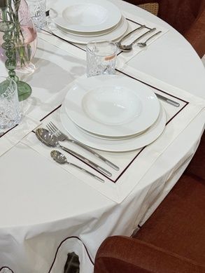 Набір із 2 сервірувальних серветок Le Gourmet 43x34 см молочні з каймою фото