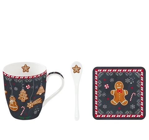 Чашка для чаю з блюдцем Easy Life Gingerbread 350 мл з ложкою фото