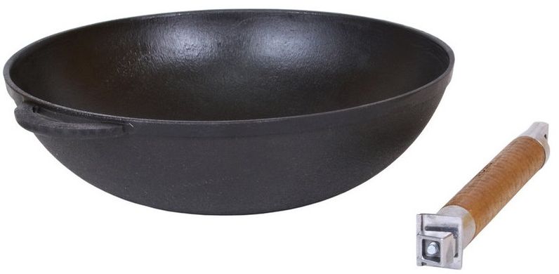 Сковорідка Вок Біол 24 см чавунна зі скляною кришкою фото