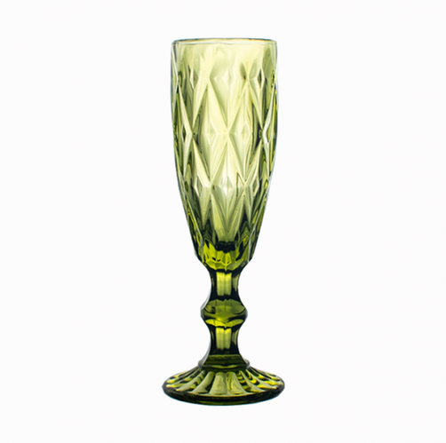 Набір келихів для шампанського Helios "Смарагд" 6 шт. 150 мл, кольорове скло фото