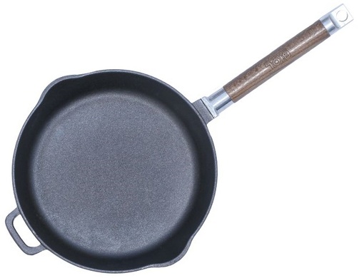 Сковорода Биол 24 см чугунная с носиками, съемная ручка фото