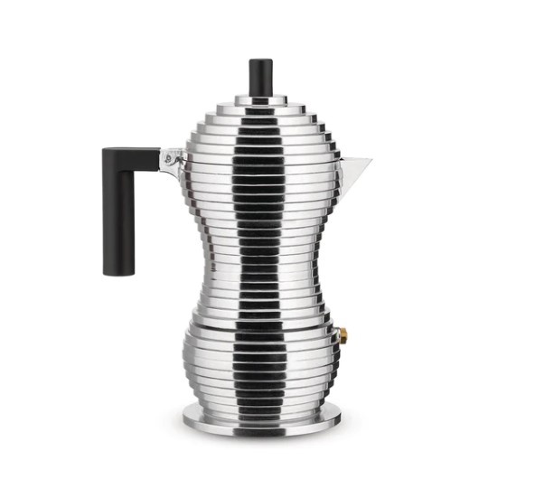 Гейзерна кофеварка 70 мл Alessi Pulcina на 1 чашку с черной ручкой фото