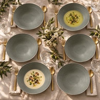 Набір із 6 супових тарілок Seltmann Beat Color Glaze 22,5 см сірих фото