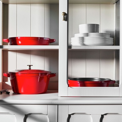 Набор посуды Staub Stackable 4 предмета красный фото
