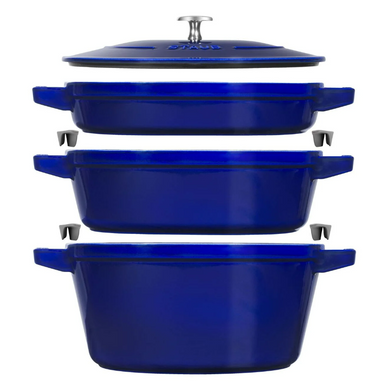 Набор посуды Staub Stackable 4 предмета синий фото