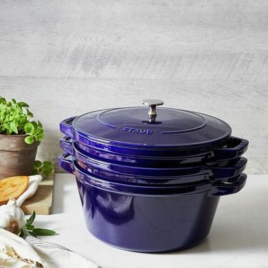 Набір посуду Staub Stackable 4 предмети синій фото
