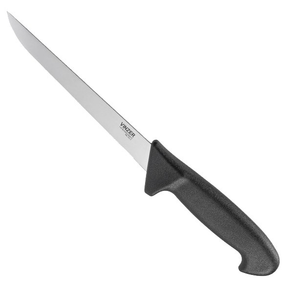 Нож филейный Vinzer Profi 17,6 см черный фото