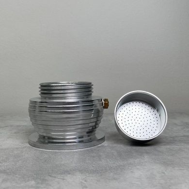 Гейзерна кофеварка 70 мл Alessi Pulcina на 1 чашку с красной ручкой фото