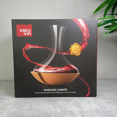 Декантер для вина Vacu Vin Swirling Carafe 750 мл з корковою обертовою підставкою фото