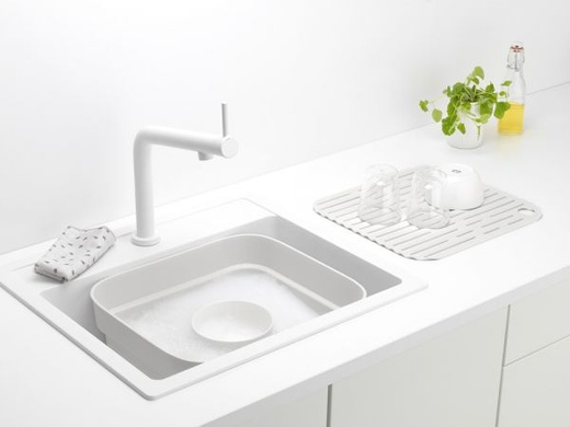Чаша для миття посуду з сушильним піддоном Brabantia 37,4см біла фото