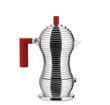 Гейзерная кофеварка 300 мл Alessi Pulcina на 6 чашек с красной ручкой фото