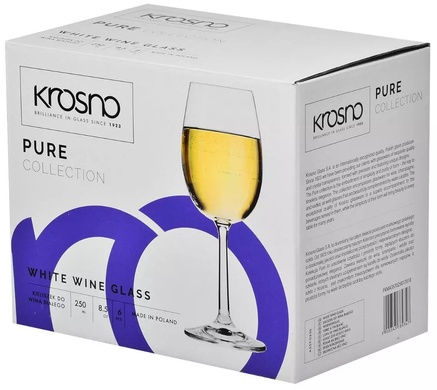 Набір з 6 келихів для білого вина 250 мл Krosno Pure фото