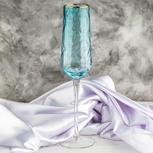Набор бокалов для шампанского Голубая Волна 275 мл, 4 шт фото