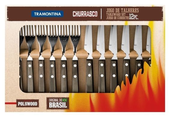 Набір приборів для грилю Tramontina Barbecue Polywood 12 предметів коричневий фото