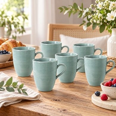 Набор из 6 чашек Seltmann Beat Color Glaze 350 мл синий фото