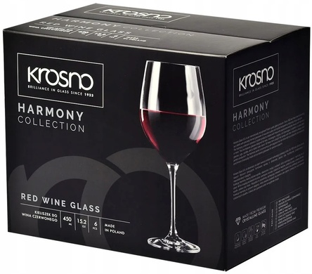Набір з 6 келихів для червоного вина 450 мл Krosno Harmony фото