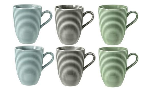 Набор из 6 чашек Seltmann Beat Color Glaze 350 мл синий фото