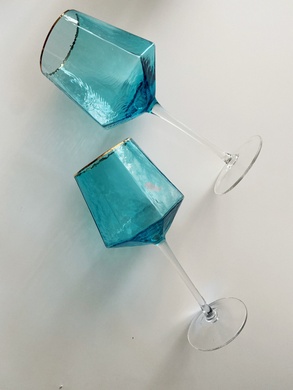 Набор из 2 бокалов 530 мл для вина Helios "Тиффани" из цветного стекла фото