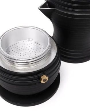 Гейзерна кофеварка 70 мл Alessi Pulcina на 1 чашку черная фото