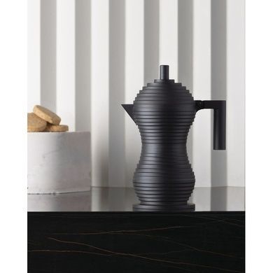 Гейзерна кофеварка 70 мл Alessi Pulcina на 1 чашку черная фото