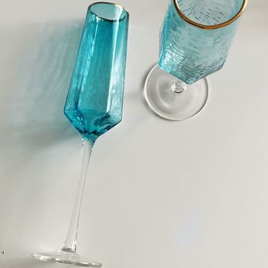 Набір з 2 келихів 190 мл для шампанського Helios "Тіффані" з кольорового скла фото