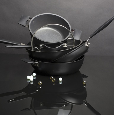 Сковорідка Вок Barazzoni 33 Carati Aluminium 28 см чорна фото