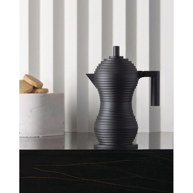 Гейзерна кавоварка 300 мл Alessi Pulcina на 6 чашок чорна фото