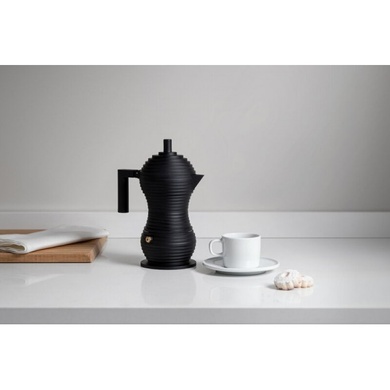 Гейзерна кавоварка 300 мл Alessi Pulcina на 6 чашок чорна фото