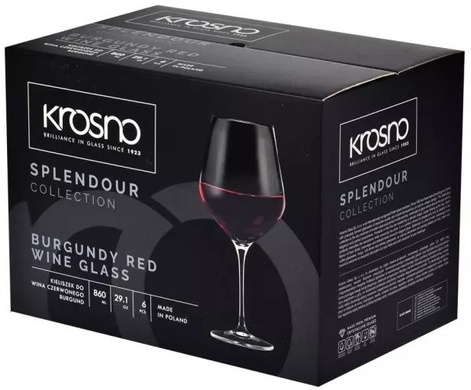 Набір з 6 келихів для червоного вина 860 мл Бургунді Krosno Splendour фото