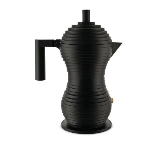 Гейзерная кофеварка 300 мл Alessi Pulcina на 6 чашек черная фото