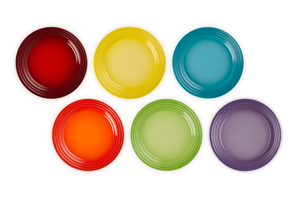 Набор из 6 обеденных тарелок Le Creuset Rainbow 22 см разноцветный фото
