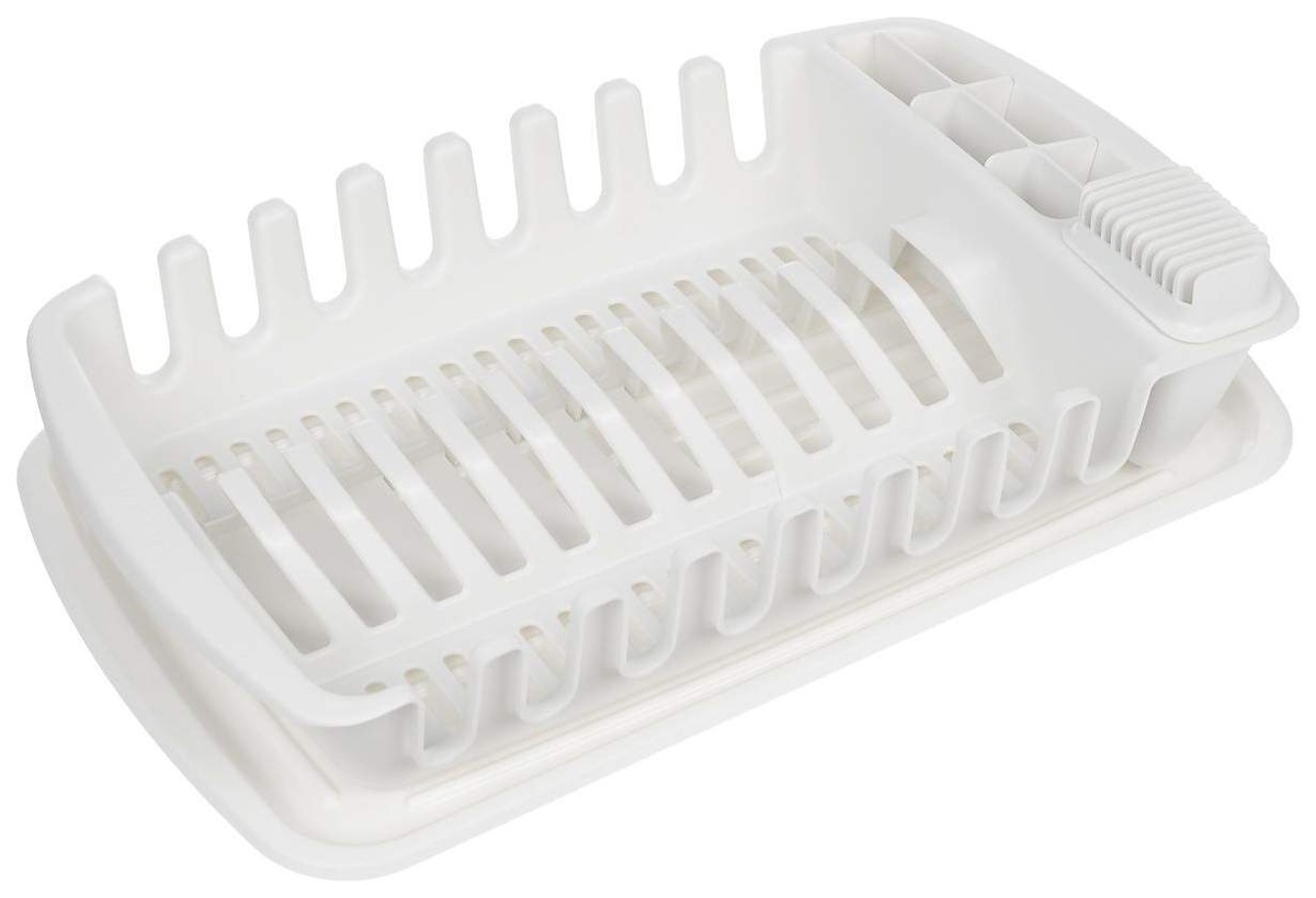 Сушка для посуды Tescoma Clean Kit 49х29 см с лотком белая фото