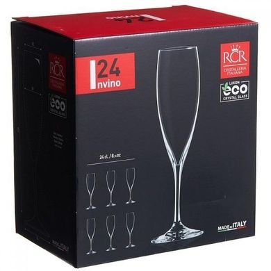 Набір із 6 келихів для шампанського RCR Invino 240 мл фото