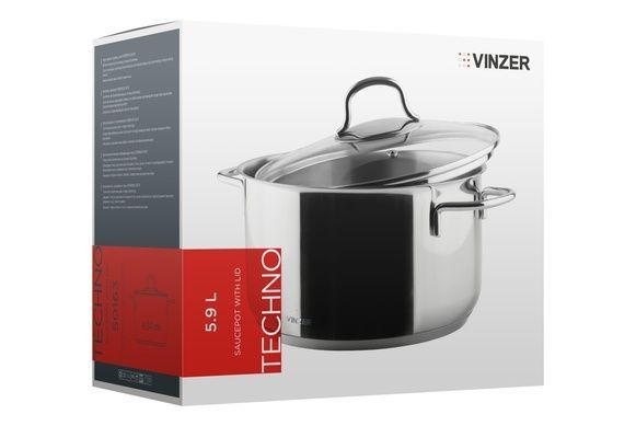 Каструля Vinzer Techno 5,9 л з кришкою фото