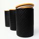 Набор банок для сыпучих продуктов BonaDi Naturel Modern 3 шт 800 мл керамические с бамбуковой крышкой, черные