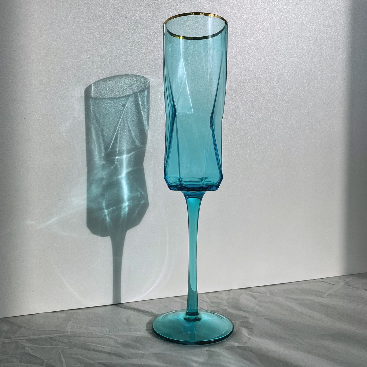 Набор бокалов для шампанского Голубая Геометрия 250мл, 2 шт фото